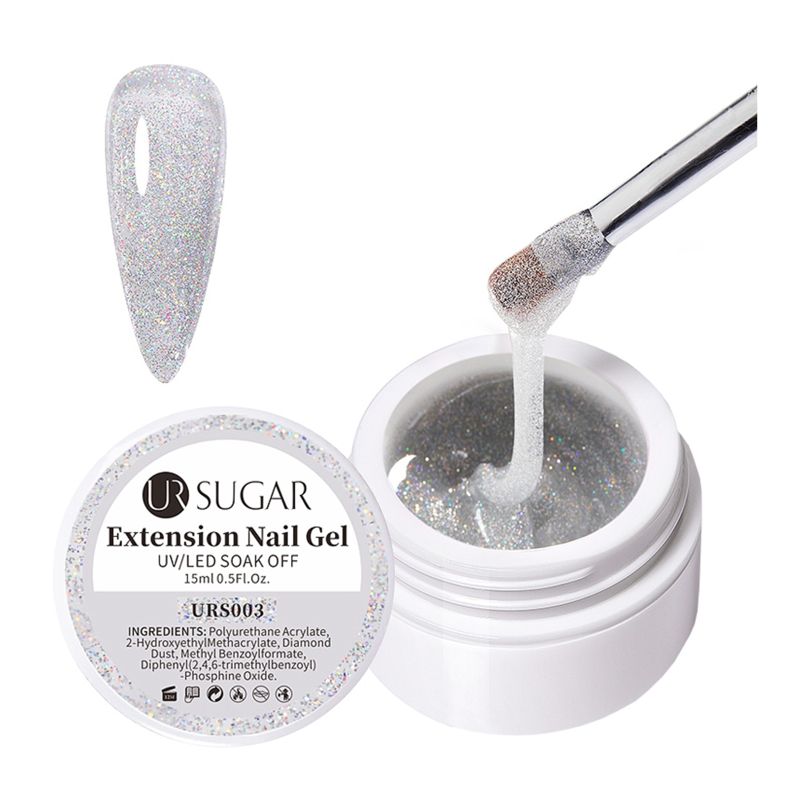 URSUGAR -  Glitter harde polygel -  URS003 -  15ml