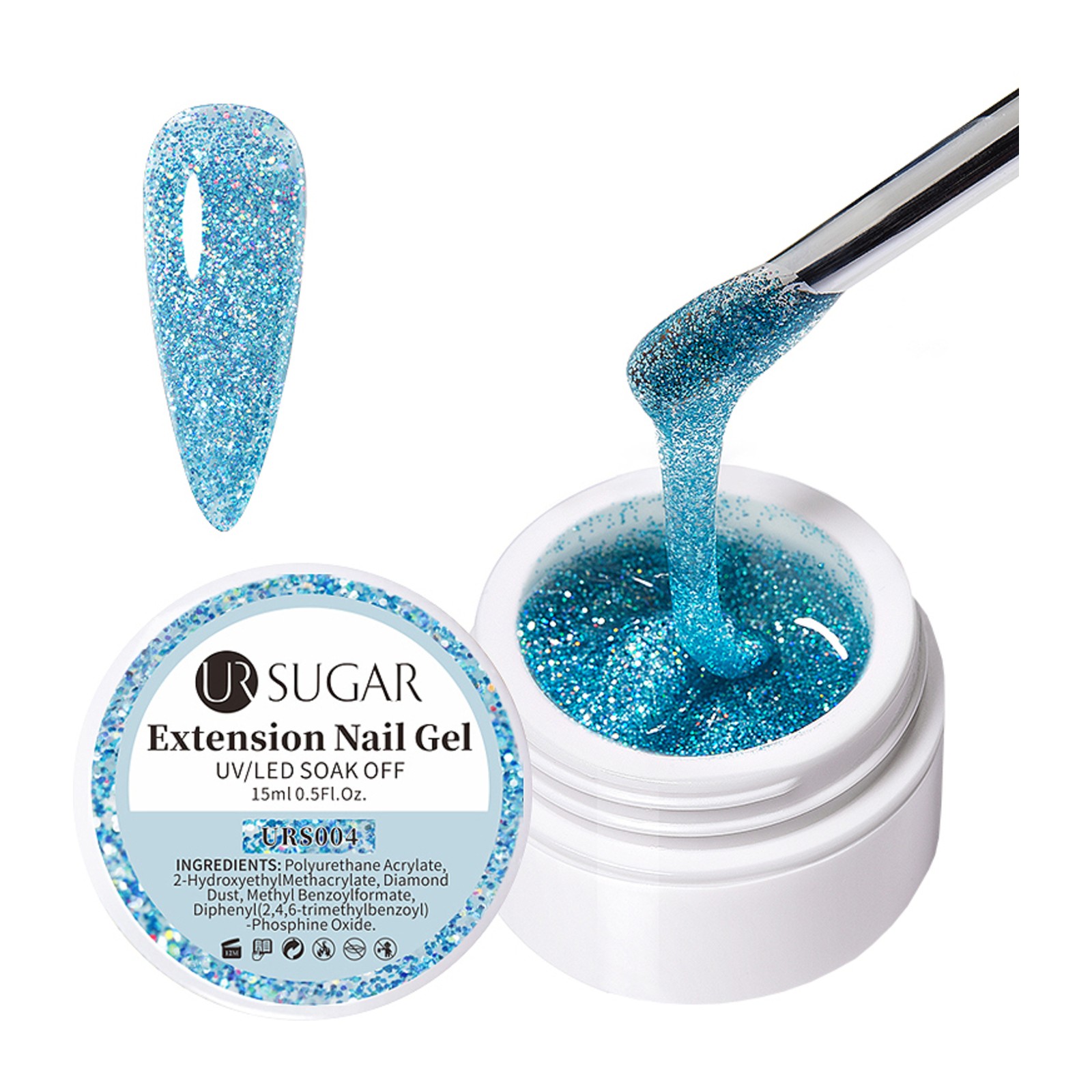 URSUGAR -  Glitter harde polygel -  URS004 -  15ml